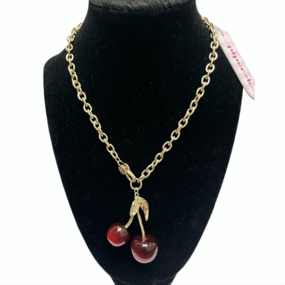 🍒 🔹️Piper K 🔹️ Beautiful  Cherry Fruity Pendant 19 " Necklace ✨️🍒 - Picture 1 of 6